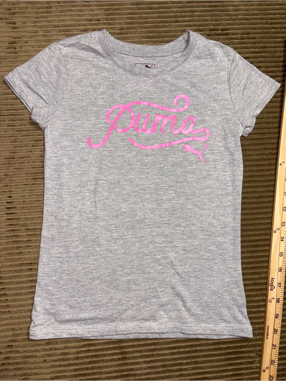 Puma Gray Tee with Pink Script Logo